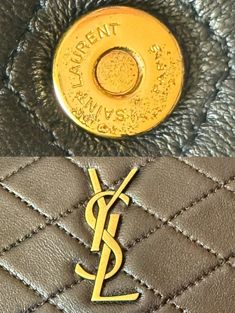 Yves Saint Laurent Black Quilted Leather Chain Wallet
